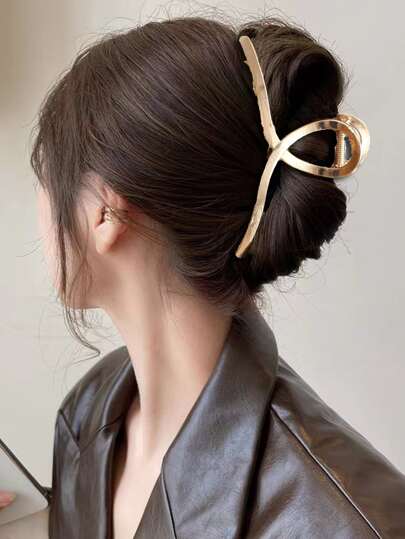 1pc Large Size Metal Hair Clip - 4.72 Inches (About 12cm) Gold Hair Clip, Hair Claw, Suitable For Women And Thin Hair, Perfect Clamp For Thick Hair, Strong Hair Styling, Women's Fashion Hair Accessory Valentine's Day Valentines,Hair Accessories,Claw Clips,Hair Jaw Clip,Hair Clutch, School Stuff, College Fall Winter For Vacation Outfits Woman