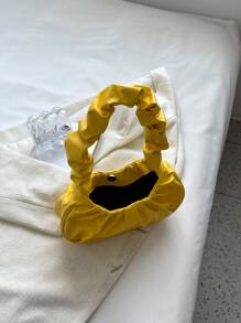Neon Yellow Minimalist Ruched Bag - Yellow - View 4