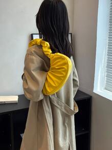 Neon Yellow Minimalist Ruched Bag - Yellow - View 6