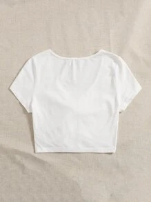 SHEIN EZwear Solid Drawstring Ruched Tee