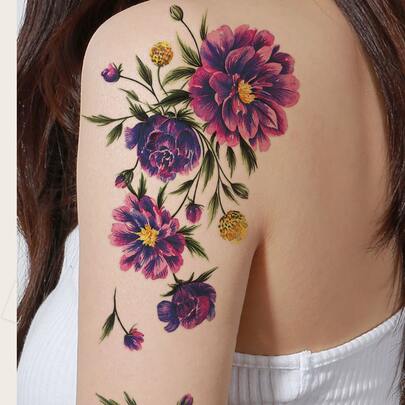 1sheet Floral Print Tattoo Sticker