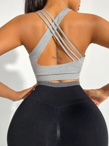 Yoga Sxy Criss Cross Back Sports Bra - Grey - View 6