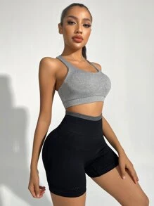 Yoga Sxy Criss Cross Back Sports Bra - Grey - View 4