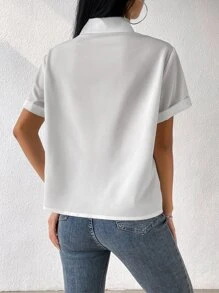 Muchica Camisa de cuello con solapa con botón delantero - Blanco - Ver 2