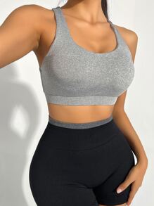 Yoga Sxy Criss Cross Back Sports Bra - Grey - View 5