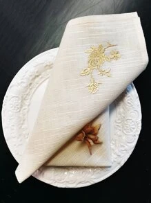 4入組花卉刺繡餐巾