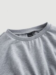 SHEIN MOD Drop Shoulder Ruched Bust Asymmetrical Hem Pullover - Grey - View 3