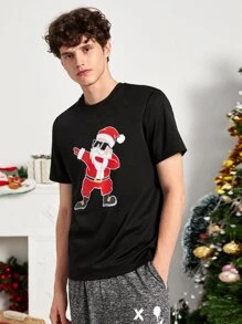Manfinity Men Christmas Print Tee - Black - View 2