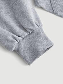 SHEIN MOD Drop Shoulder Ruched Bust Asymmetrical Hem Pullover - Grey - View 4