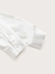 SHEIN Essnce Áo sơ mi Bandana trễ vai, áo dài tay - trắng - Xem 4