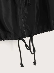 SHEIN EZwear Drop Shoulder Drawstring Hem Hooded Jacket