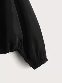 SHEIN EZwear Drop Shoulder Drawstring Hem Hooded Jacket
