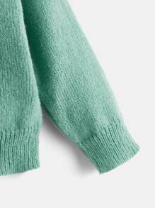 SHEIN Toddler Girls Floral Pattern Drop Shoulder Jumper - Cadet Blue - View 4