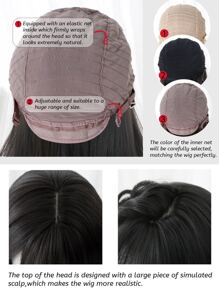 1 Piece Synthetic Heat-Resistant, Long Straight Hair Wigs In Multi Color, 24 Inches Long. Full Machine Weave Daily Natural Realistic Wig Christmas Decor Gifts Flash Carnival Flash - Multicolor - View 8