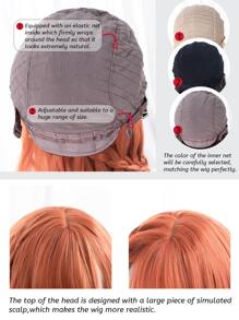 alicegarden 自然長款卷帶劉海人造假髮 - 橘色 - 查看 8