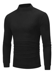 ROMWE MEN Men Solid Sweatshirt - Black - View 1