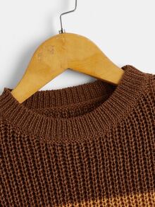 SHEIN Girls Colour Block Drop Shoulder Jumper - Multicolor - View 3