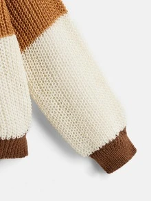 SHEIN Girls Colour Block Drop Shoulder Jumper - Multicolor - View 4