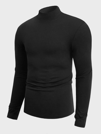 Manfinity RebelGame Hombres Camiseta unicolor algodón de cuello alto