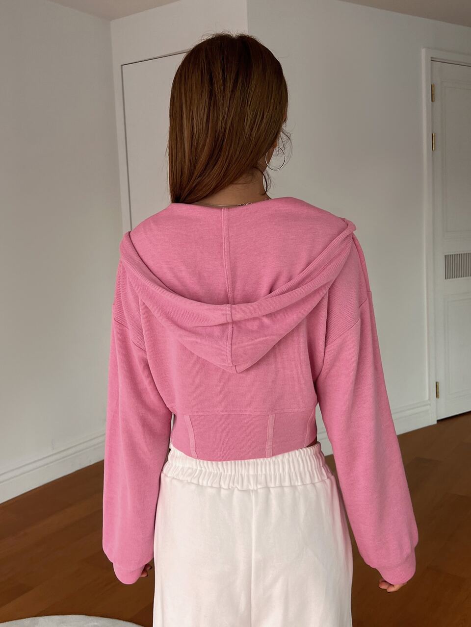 Letter Patched Drop Shoulder Crop Hoodie,Fall Clothes Sweatshirt Zip Up Jacket