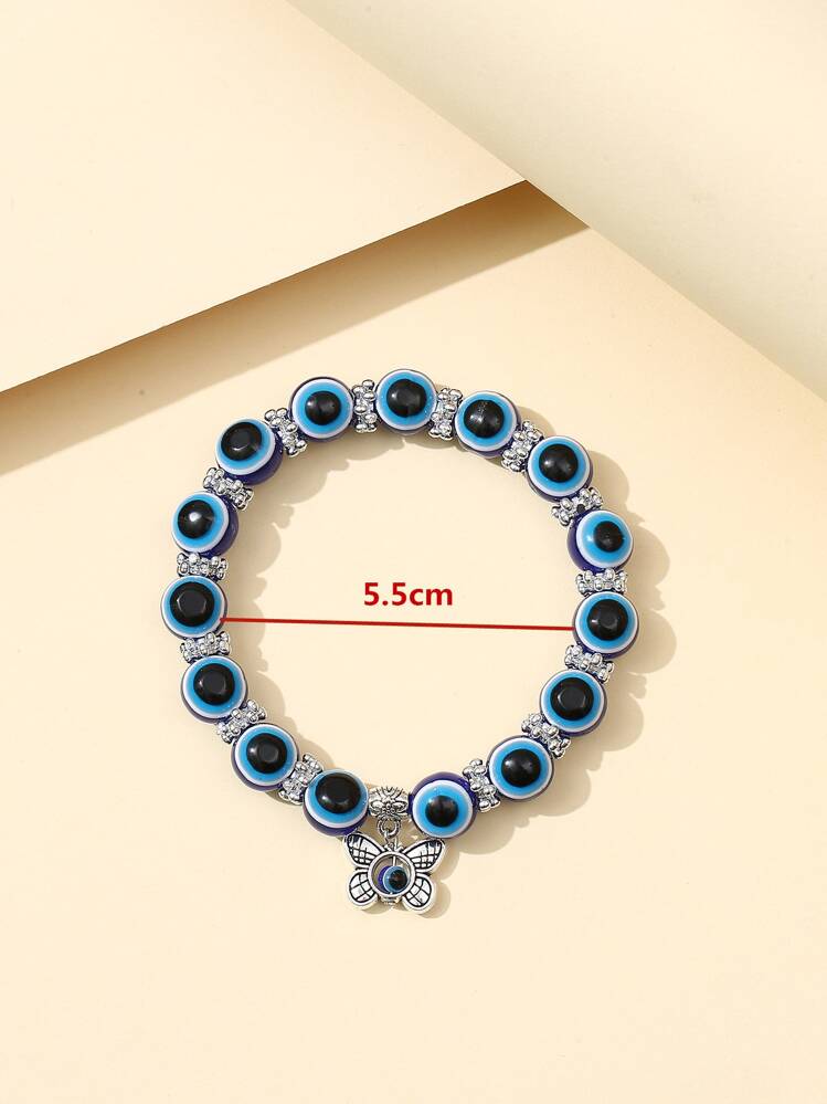 עין הרע פרט פרפר צמיד חרוזים - כחול מלכותי - ראה 4