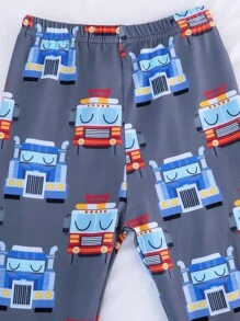 2入組十幾歲男孩卡車印花保暖睡衣套裝,休閒服裝 - 彩色 - 查看 4