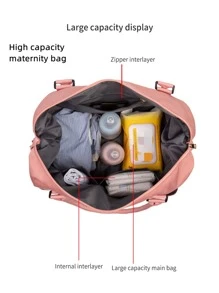 LEQUEEN 1 pieza Bolsa de pañales con estampado de letra - Rosa - Ver 5