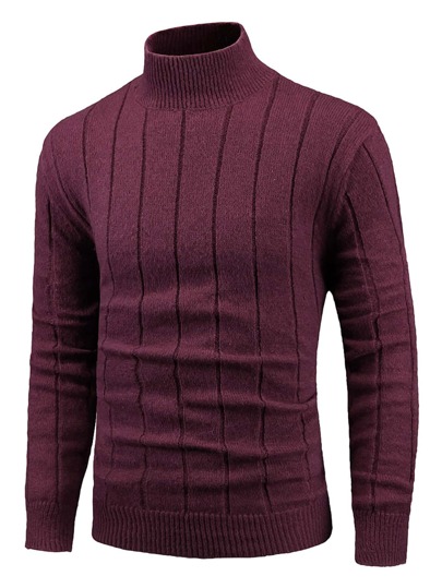 Guys Ribbed Knit Stand Neck Sweater