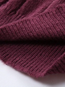 Manfinity Homme Suéter de cuello alzado tejido de canalé - Burdeos - Ver 3