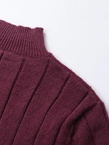 Manfinity Homme Suéter de cuello alzado tejido de canalé - Burdeos - Ver 4