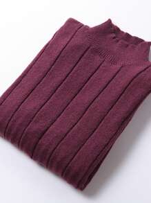 Manfinity Homme Suéter de cuello alzado tejido de canalé - Burdeos - Ver 5