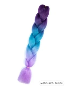 Braiding Hair Extensions For Women 1 Pack 100g/Pack 24Inch High Temperature Ombre Jumbo Synthetic Braiding Hair For Twist Crochet Braids (Purple-Lake Blue-Light Purple) - Multicolor - View 2