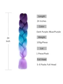 Braiding Hair Extensions For Women 1 Pack 100g/Pack 24Inch High Temperature Ombre Jumbo Synthetic Braiding Hair For Twist Crochet Braids (Purple-Lake Blue-Light Purple) - Multicolor - View 4