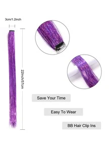 5pcs Sparkle Bling Hair Tinsel Clip In Glitter Synthetic Hair Extensions For Kids Girls Women Headdress Party Accessories - Multicolor - View 6
