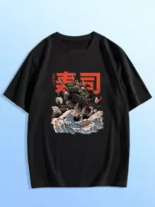 Ilustrata Các bạn Áo thun Bông sushi In Đồ họa - màu đen - Xem 1