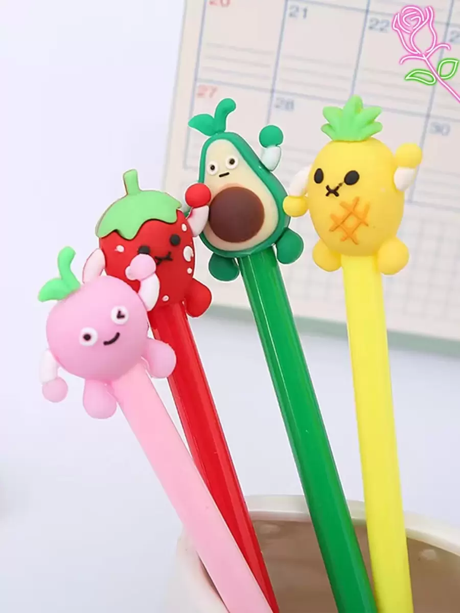 4入組卡通水果設計隨機圓珠筆 - 彩色 - 查看 1