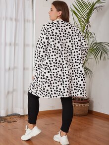 Eilly Bazar Plus Dalmatian Print Open Front Coat - Black and White - View 2