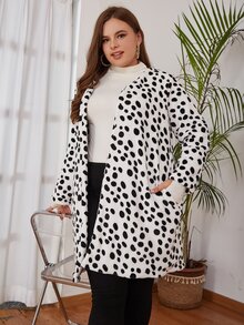 Eilly Bazar Plus Dalmatian Print Open Front Coat - Black and White - View 6