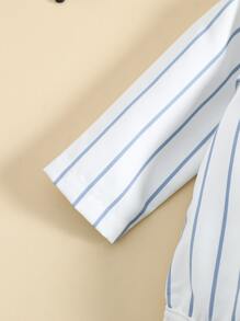 SHEIN Baby Boy Striped Bodysuit & Overall Jumpsuit - Blue and White - View 5