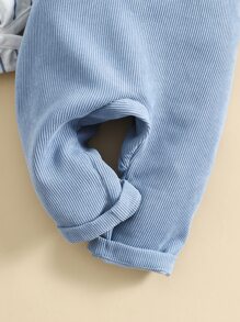 SHEIN Baby Boy Striped Bodysuit & Overall Jumpsuit - Blue and White - View 8