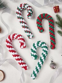 1pc Random Christmas Theme Pet Chew Toy, Christmas Candy Cane, Pet Rope Chewing Toy, Cat Toys, Rope Teeth Cleaning Toy, Christmas Rope Toy, Christmas Small Gift - Multicolor - View 1