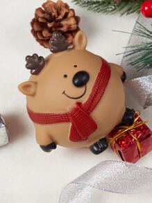 Random Style Christmas Theme Squeaky Fat Reindeer Pet Toy For Teething - Multicolor - View 3