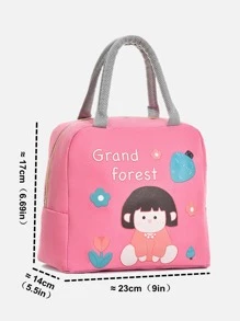 1pc Figure & Slogan Graphic Lunch Bag - Pink - View 3