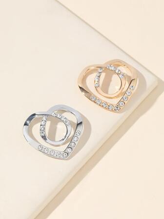 2入組水鑽愛心設計圍巾扣