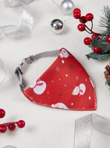 Supet 聖誕卡通圖案寵物方巾 - 紅色 - 查看 1