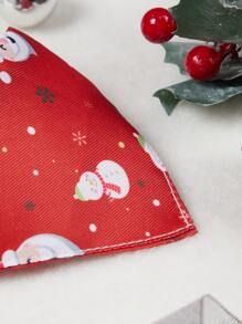 Supet 聖誕卡通圖案寵物方巾 - 紅色 - 查看 4