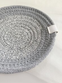 1pc Round Woven Jewelry Tray - Grey - View 6