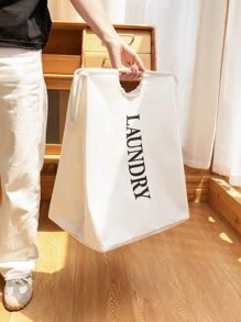 1pc Letter Graphic Foldable Laundry Hamper, Multifunction Cloth Laundry Bag For Homelaundry Hamper,Washing Basketbathroom Organizer,Basket,Storage Basket,Foldable Laundry Basket - Beige - View 4