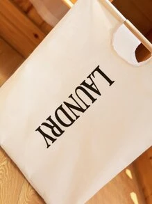 1pc Letter Graphic Foldable Laundry Hamper, Multifunction Cloth Laundry Bag For Homelaundry Hamper,Washing Basketbathroom Organizer,Basket,Storage Basket,Foldable Laundry Basket - Beige - View 5