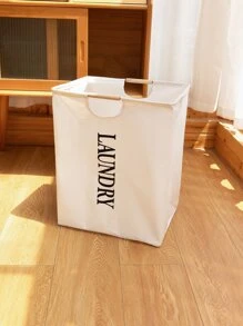 1pc Letter Graphic Foldable Laundry Hamper, Multifunction Cloth Laundry Bag For Homelaundry Hamper,Washing Basketbathroom Organizer,Basket,Storage Basket,Foldable Laundry Basket - Beige - View 6